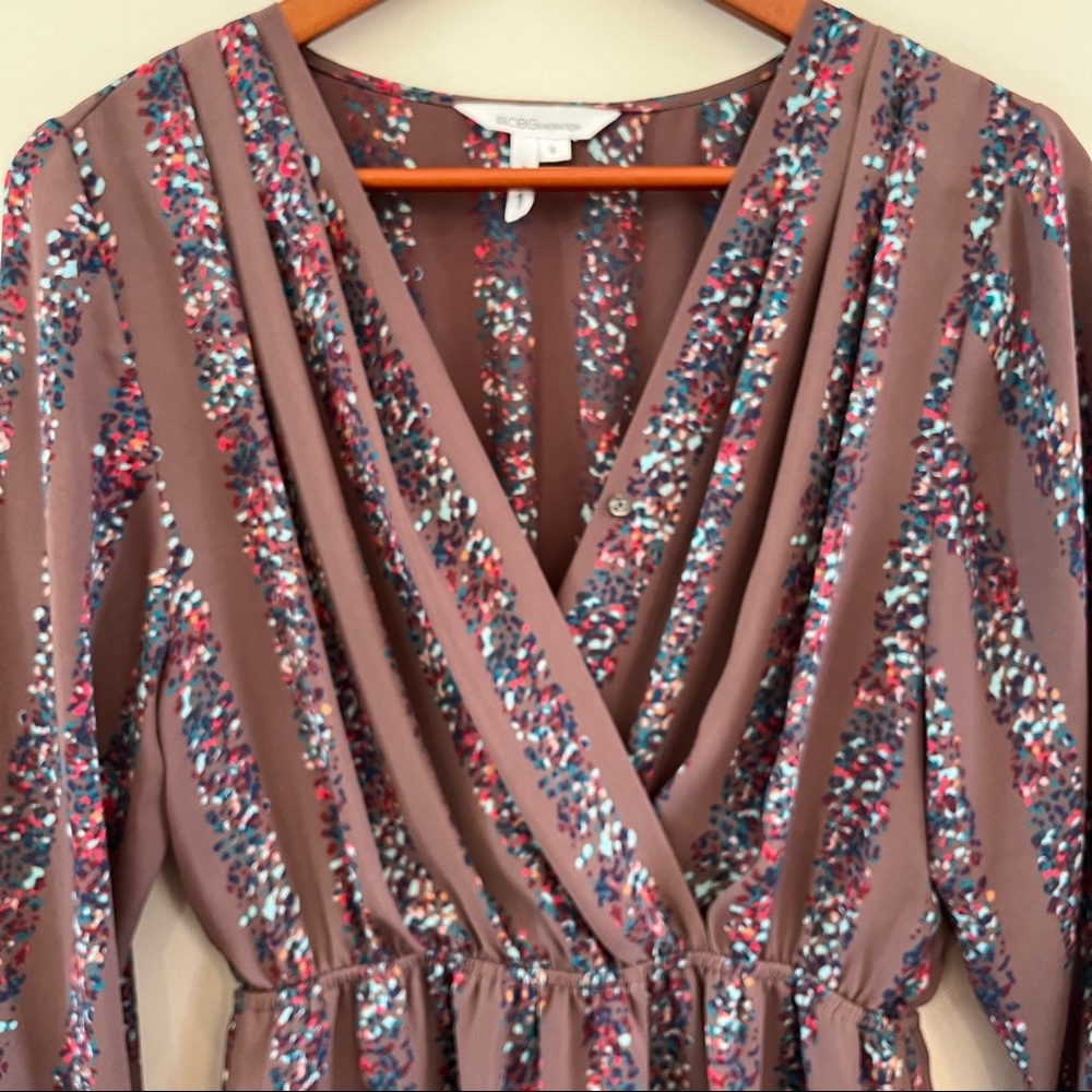 BCBGeneration Wrap Front Confetti Dress Size S